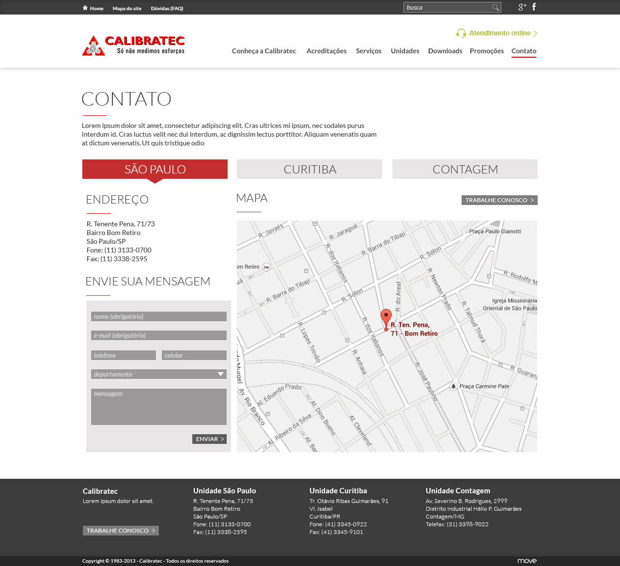 Site Calibratec - Contato