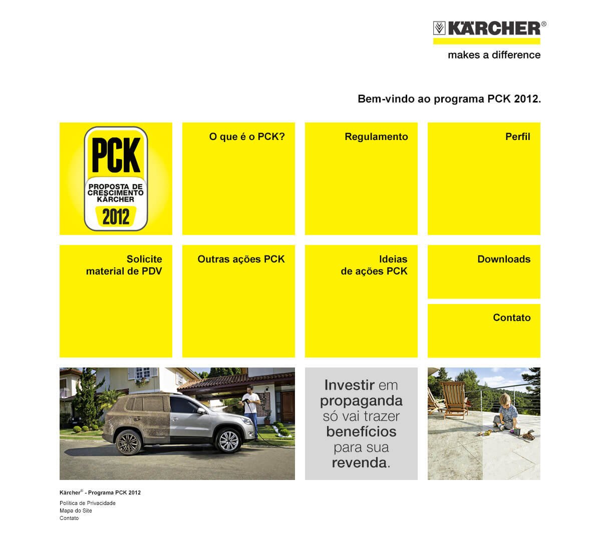 Programação hotsite Kärcher PCK - Página Inicial logado