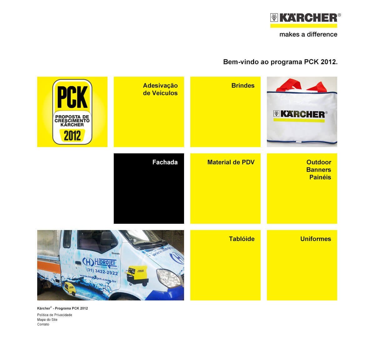 Programação hotsite Kärcher PCK - Página Brindes